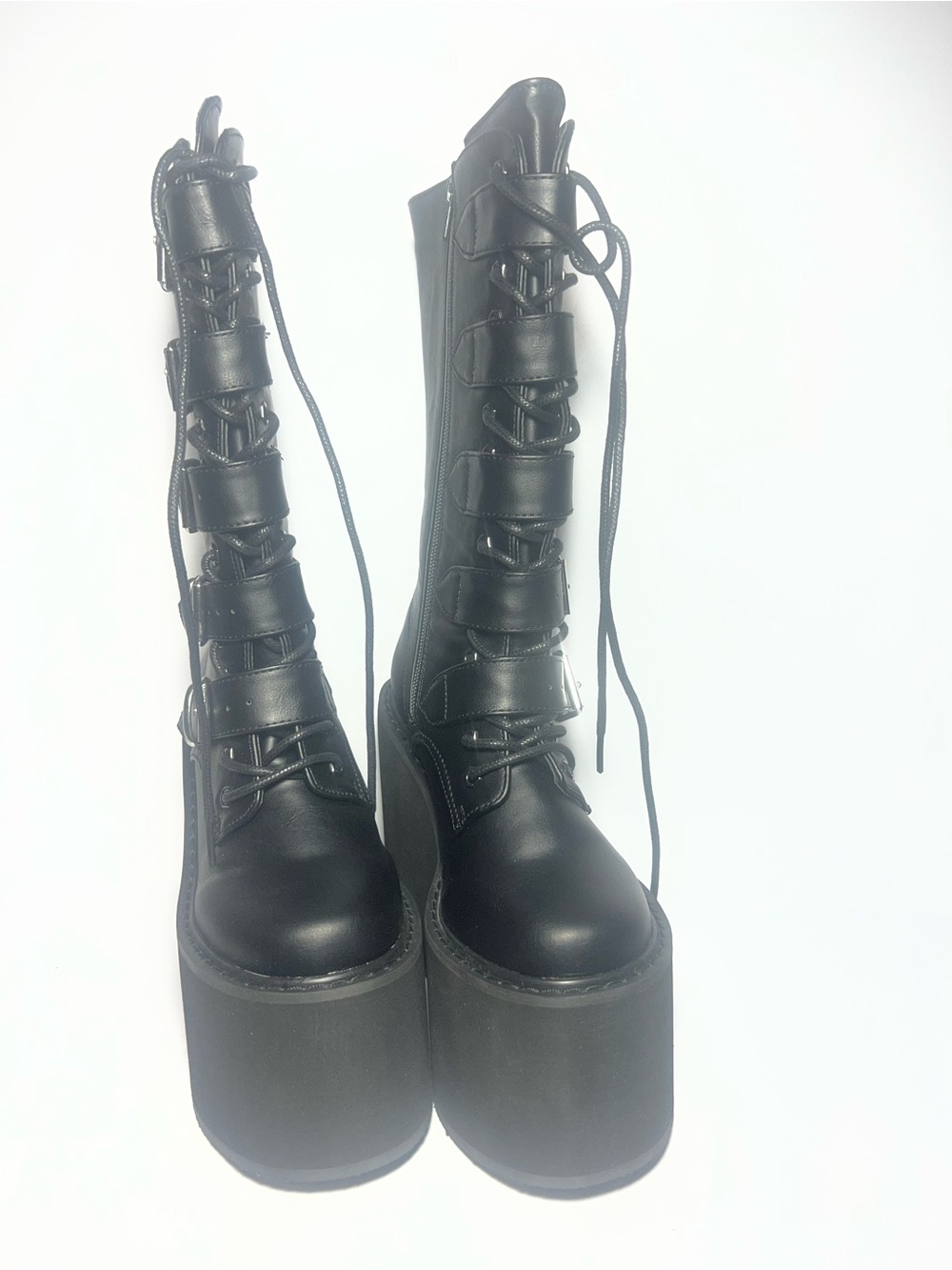 NIB Demons Swing 220 Black Mid Calf Boots Size 6 Zip Up Goth Punk Emo Grunge - Picture 1 of 9